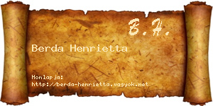 Berda Henrietta névjegykártya
